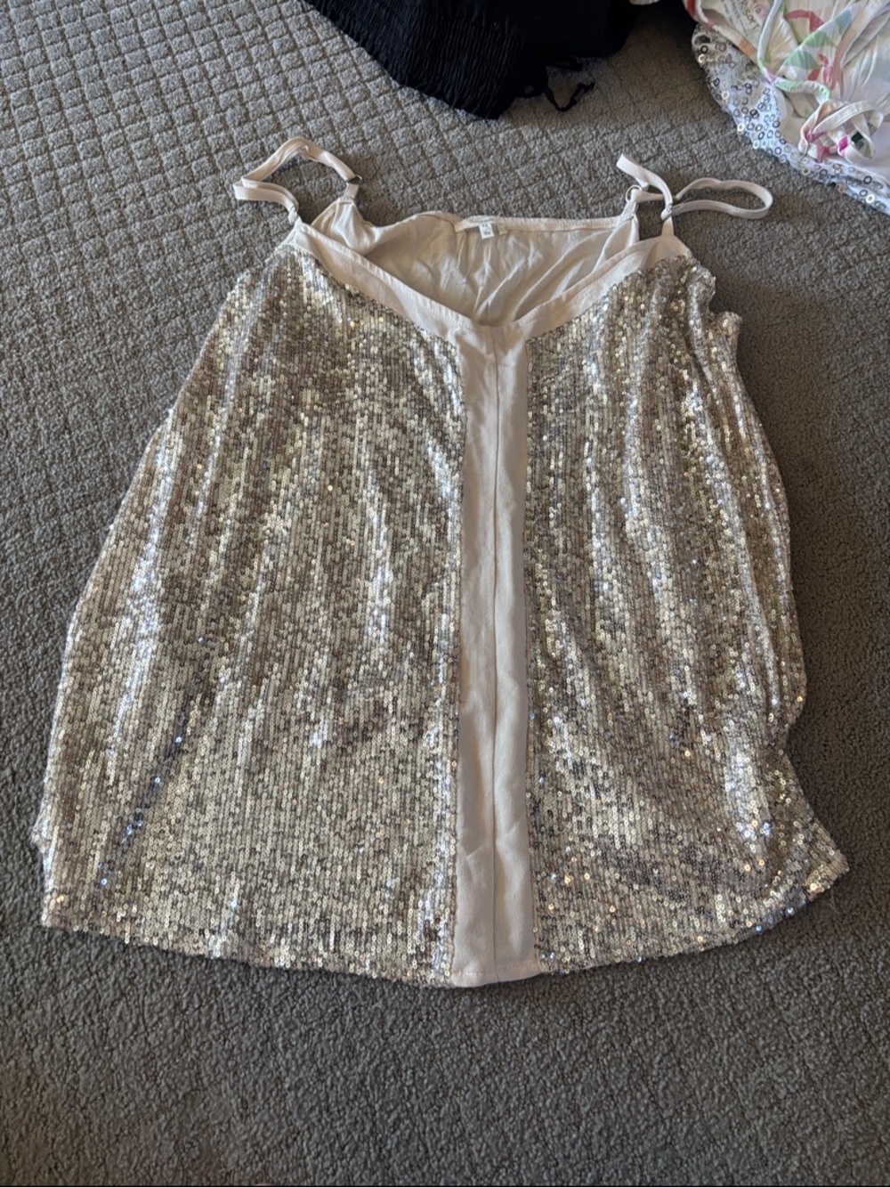 Maurices Silver Sequin V-Neck Camisole
